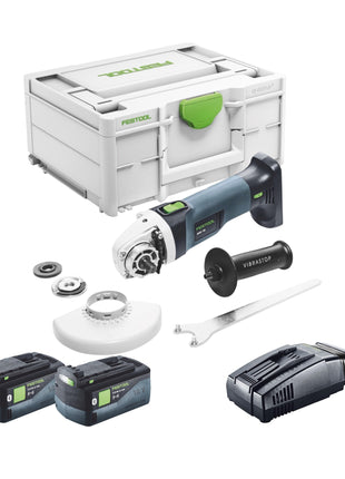 Festool AGC 18-125 EB-Basic Akku Winkelschleifer 18 V 125 mm Brushless + 2x Akku 5,0 Ah + Schnellladegerät + Systainer