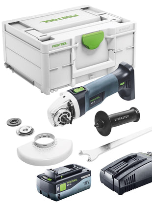 Festool AGC 18-125 EB-Basic amoladora angular a batería 18 V 125 mm sin escobillas + 1x batería 8,0 Ah + cargador rápido + systainer