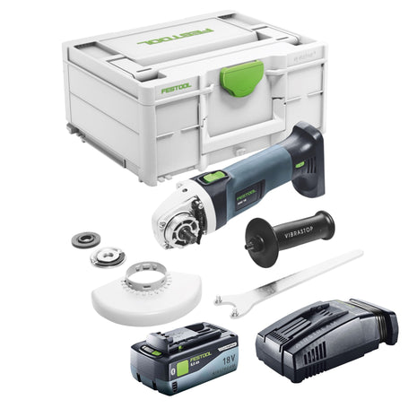 Festool AGC 18-125 EB-Basic amoladora angular a batería 18 V 125 mm sin escobillas + 1x batería 8,0 Ah + cargador rápido + systainer