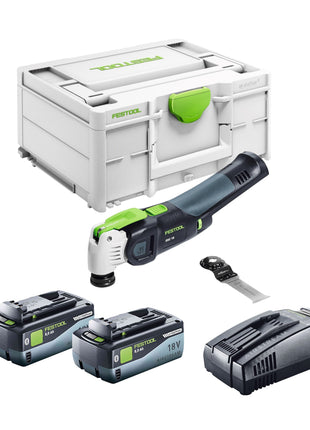 Festool VECTURO OSC 18 E-Basic Akku Oszillierer 18 V Starlock Max Brushless + 2x Akku 8,0 Ah + Schnellladegerät + Systainer