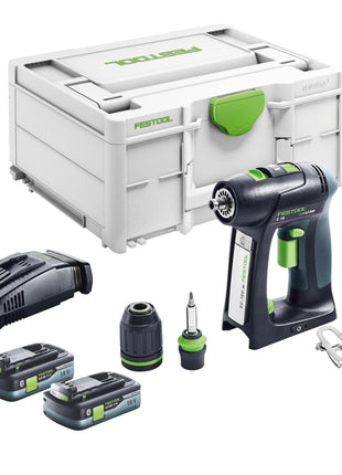 Festool C 18 Basic perceuse-visseuse sans fil 18 V 45 Nm sans balais + 2 batteries 4,0 Ah + chargeur rapide + systainer