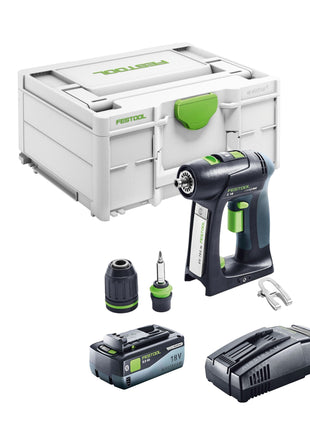 Festool C 18 Basic perceuse-visseuse sans fil 18 V 45 Nm sans balais + 1 batterie 8,0 Ah + chargeur rapide + systainer