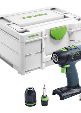 Festool T 18+3 Basic perceuse-visseuse sans fil 18 V 50 Nm sans balais + 2 batteries 4,0 Ah + chargeur rapide + systainer