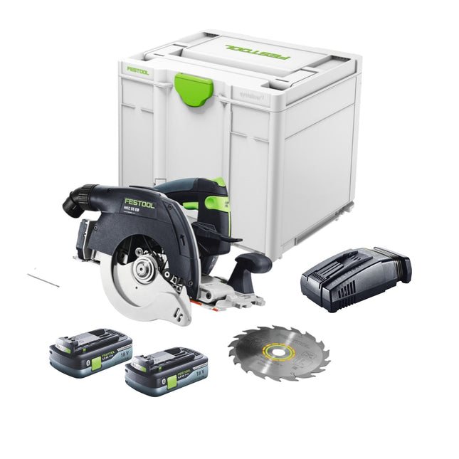 Sega circolare a batteria Festool HKC 55 EB-Basic 18 V 160 mm brushless + 2x batteria ricaricabile 4,0 Ah + caricatore rapido + systainer