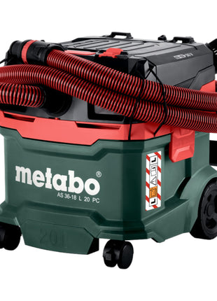 Metabo AS 36 18 L 20 PC Akku Nass Trocken Sauger 36 V ( 2x 18 V ) 20 L + 2x LiHD Akku 5,5 Ah + Doppelladegerät