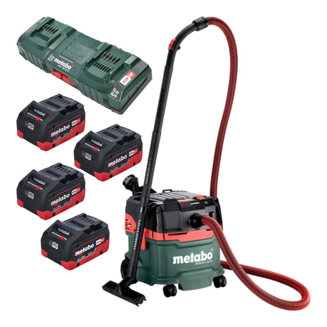 Metabo AS 36 18 L 20 PC bezprzewodowy odkurzacz do pracy na mokro/sucho 36 V ( 2x 18 V ) 20 L + 4x akumulator LiHD 5,5 Ah + podwójna ładowarka