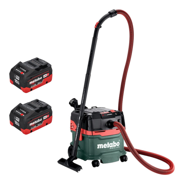 Metabo AS 36 18 L 20 PC aspirapolvere a batteria a secco/umido 36 V ( 2x 18 V ) 20 L + 2x batteria LiHD 10,0 Ah - senza caricabatterie