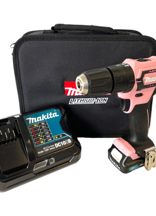 Makita HP 333 DSAP1 perceuse à percussion sans fil 12 V 30 Nm rose + 1x batterie 2,0 Ah + chargeur + sac