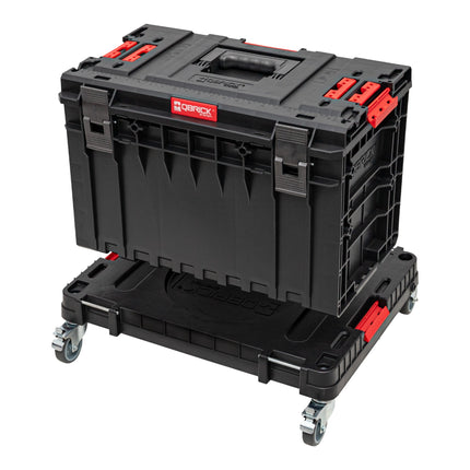 Qbrick System ONE Transport Platform 2.0 Workshop 625 x 503 x 160 mm 120 kg mit Schwenkrädern aus Metall und Bremse
