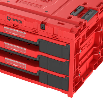 Qbrick System ONE Cajón 3 Toolbox 2.0 Rojo Ultra HD Caja de herramientas 587 x 380 x 340 mm 27 l con tres cajones