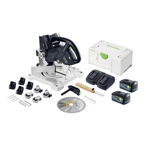 Festool SYMC 70 EB-Basic SYMMETRIC Scie à plinthes sans fil 36 V ( 2 x 18 V ) 216 mm + 2x batterie 5,0 Ah + chargeur double + Systainer