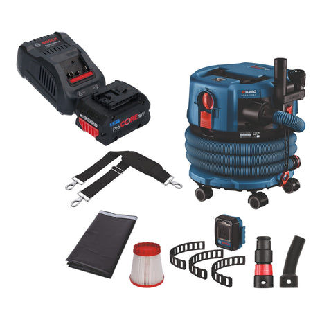 Aspirateur sans fil professionnel Bosch GAS 18V-12 MC BITURBO brushless + 1x batterie ProCore 5,5 Ah + chargeur rapide + accessoires