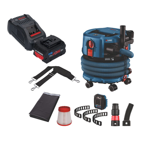 Bosch GAS 18V-12 MC Professional Akku Staubsauger BITURBO Brushless + 1x ProCore Akku 8,0 Ah + Schnellladegerät + Zubehör