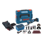 Bosch GOP 18V-34 Professional Akku Multi Cutter 18 V Starlock Plus + 2x Akku 2,0 Ah + Ladegerät + 17 tlg. Zubehör + L-Boxx