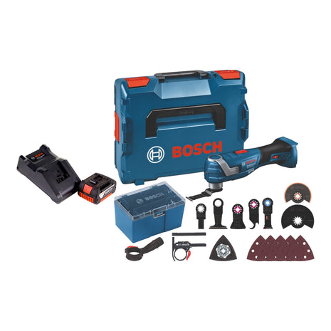 Bosch GOP 18V-34 Multicortadora profesional a batería 18 V Starlock Plus + 1x batería 3,0 Ah + cargador + 17 accesorios + L-Boxx