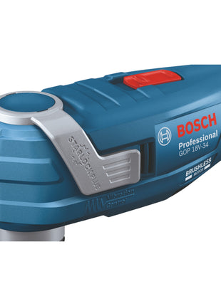 Bosch GOP 18V-34 Multicortadora profesional a batería 18 V Starlock Plus + 1x batería 3,0 Ah + cargador + 17 accesorios + L-Boxx