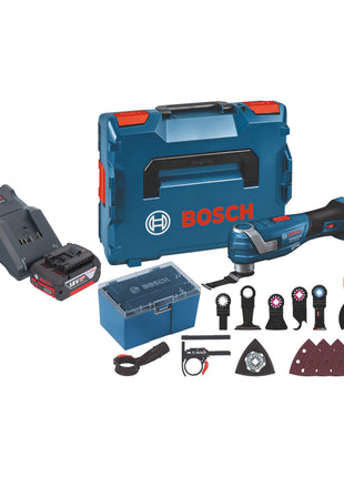 Bosch GOP 18V-34 Professional Akku Multi Cutter 18 V Starlock Plus + 1x Akku 4,0 Ah + Ladegerät + 17 tlg. Zubehör + L-Boxx