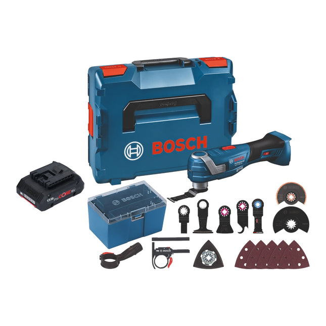 Bosch GOP 18V-34 Cortacésped profesional con acumulador 18 V Starlock Plus + 1x acumulador ProCore 4,0 Ah + 17 piezas de accesorios + L-Boxx - sin cargador