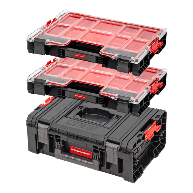 Toolbrothers RHINO Werkzeugkasten Set 1 RHINO L Werkzeugkoffer ECO Basic + 2x RHINO L Organizer ECO Höhe L Boxen IP54