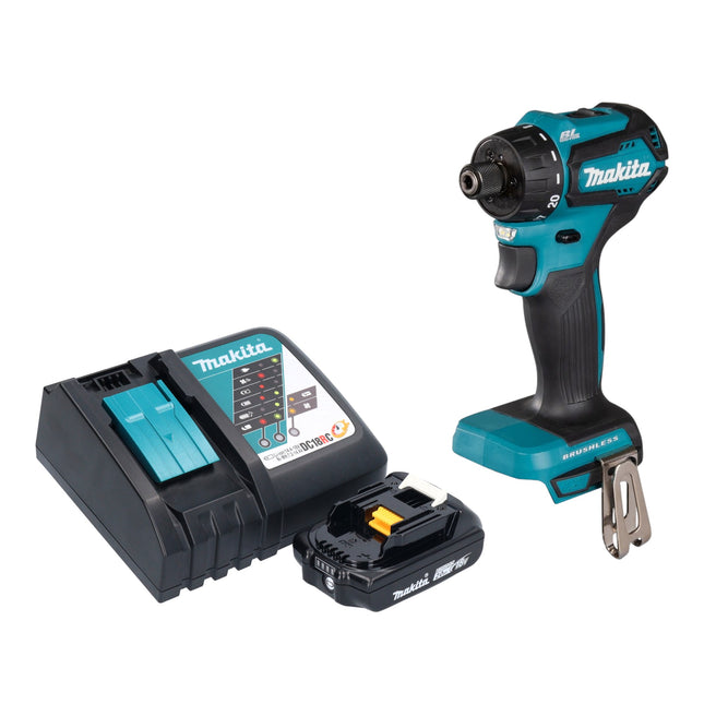 Taladro atornillador a batería Makita DDF 083 RA1 18 V 40 Nm 1/4'' sin escobillas + 1x batería recargable 2,0 Ah + cargador