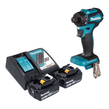 Makita DDF 083 RT taladro atornillador inalámbrico 18 V 40 Nm 1/4'' sin escobillas + 2x baterías 5,0 Ah + cargador