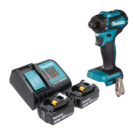 Makita DDF 083 SF cordless drill 18 V 40 Nm 1/4'' brushless + 2x rechargeable battery 3.0 Ah + charger