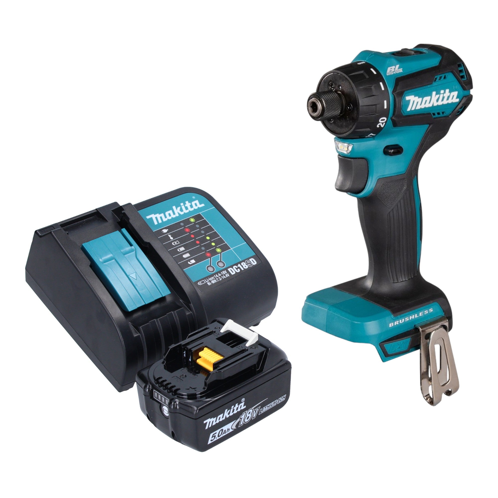 Makita DDF 083 ST1 Akku Bohrschrauber 18 V 40 Nm 1 4 Brushless 1x Akku 5 0 Ah Ladegeraet 0 - toolbrothers