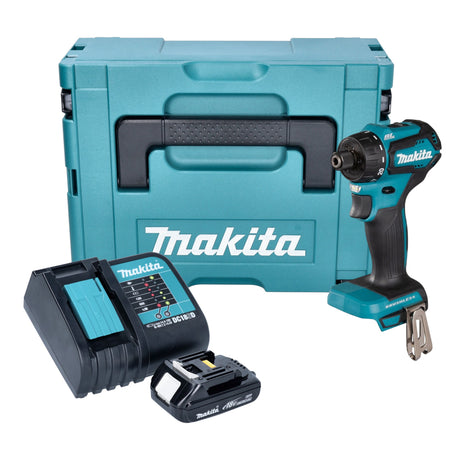 Makita DDF 083 SY1J Trapano avvitatore a batteria 18 V 40 Nm 1/4'' brushless + 1x batteria ricaricabile 1,5 Ah + caricabatterie + Makpac