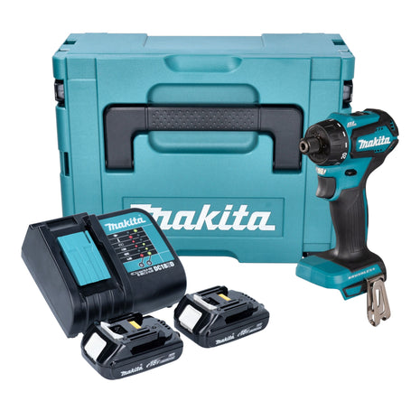 Trapano avvitatore a batteria Makita DDF 083 SYJ 18 V 40 Nm 1/4'' brushless + 2x batteria ricaricabile 1,5 Ah + caricabatterie + Makpac