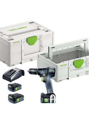 Festool TXS 12 2.5-Plus perceuse-visseuse sans fil 12 V 30 Nm sans balai (576873) + 2x batteries 2,5 Ah + chargeur + Systainer + Systainer ToolBox SYS3 TB M 137