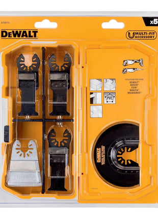 Accessoires pour outils multifonctions DeWalt DT 20715-QZ 5 pièces pour le bois, le bois avec clous, le plastique, les plaques de plâtre, les résidus de peinture et de colle.