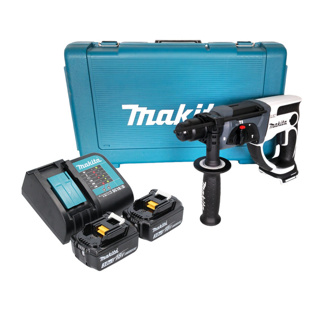 Makita DHR 202 SF2W Marteau perforateur sans fil 18 V 20 mm 2,0 J blanc + 2x batterie 3,0 Ah + chargeur + coffret