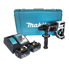 Makita DHR 202 RFW Cordless Hammer Drill 18 V 20 mm 2.0 J white + 2x rechargeable battery 3.0 Ah + charger + case