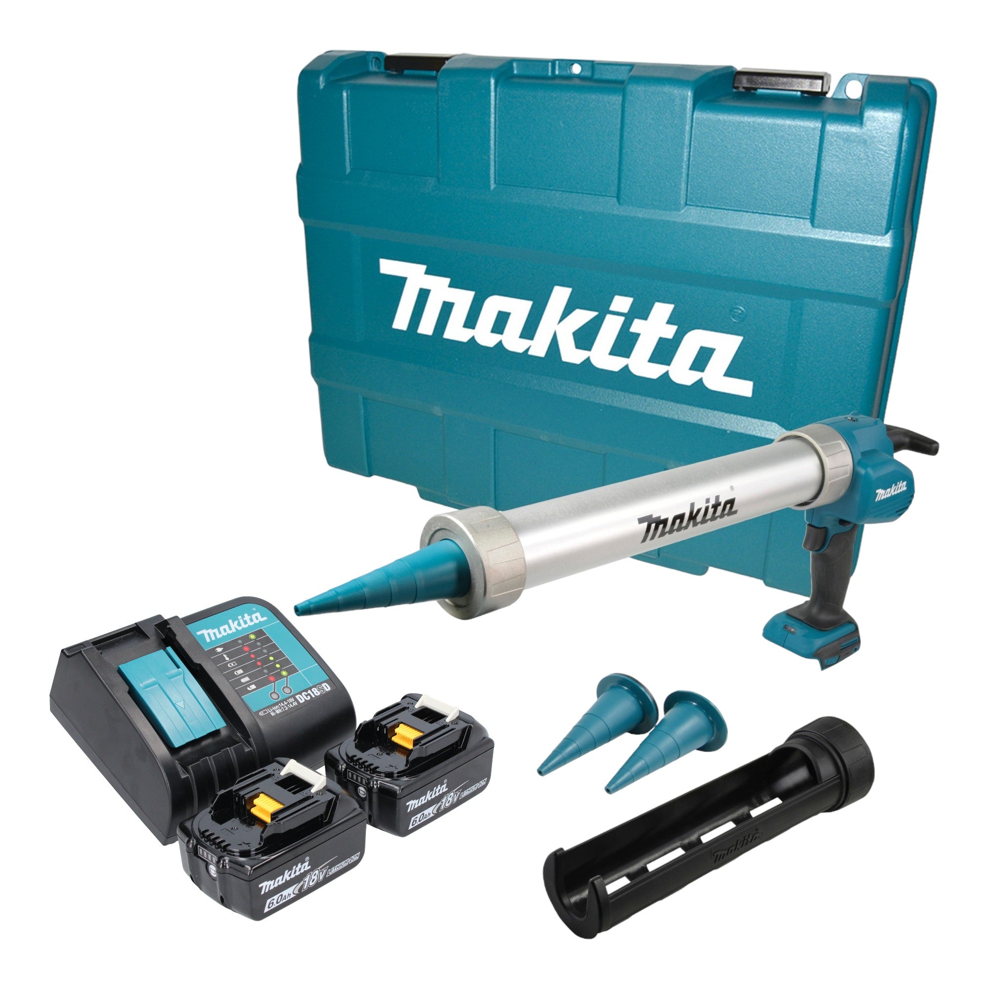 Makita DCG 180 SGXK Akku Kartuschenpistole 18 V 300 600 ml 2x Akku 6 0 Ah Ladegeraet Koffer 0 - toolbrothers