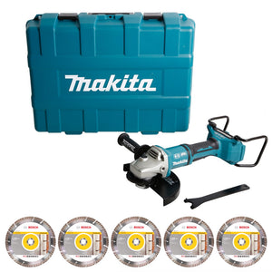 Makita DGA 900 ZKX2 Akku Winkelschleifer 36V ( 2x18V ) 230mm Brushless Solo + Ezynut + 5x Trennscheibe + Koffer - ohne Akku, ohne Ladegerät
