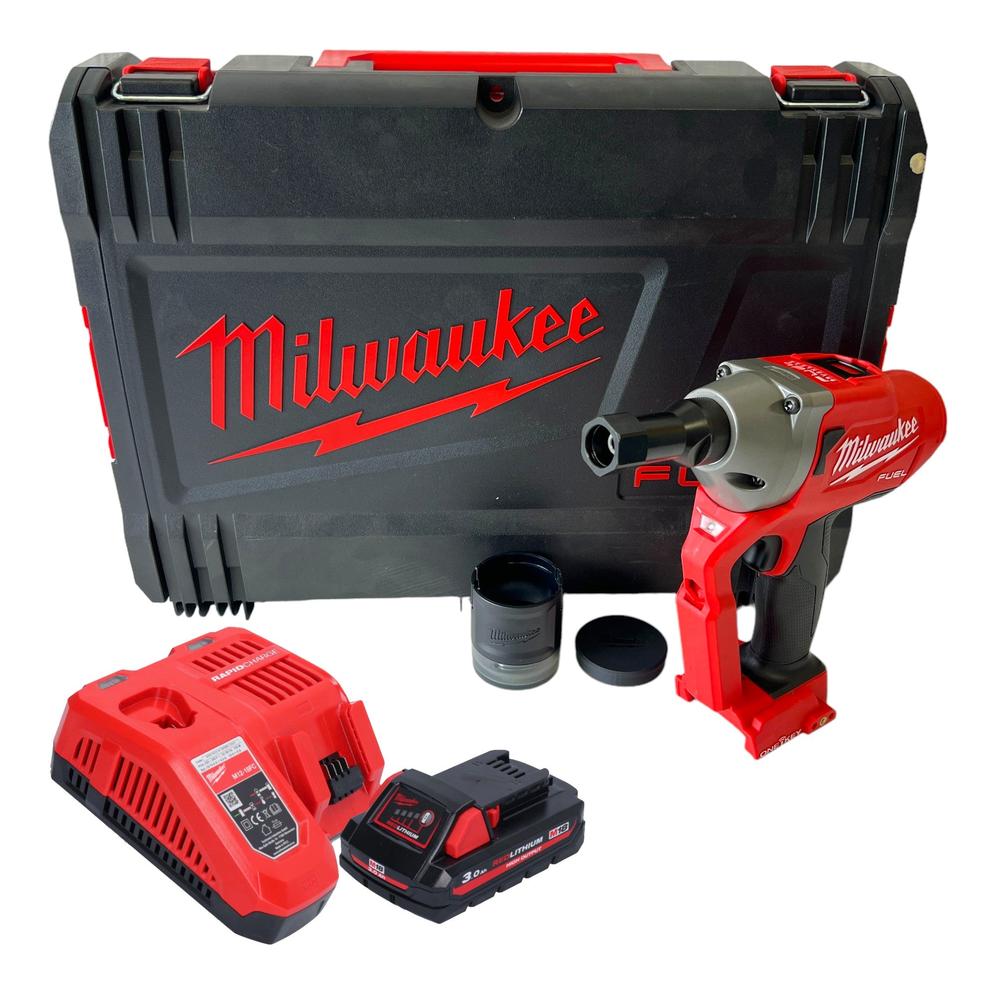 Milwaukee M18 ONEFLT 301X Akku Schliessringbolzensetzgeraet 18 V 4 8 6 4 9 53 mm 1x Akku 3 0 Ah Ladegeraet HD Box 0 - toolbrothers