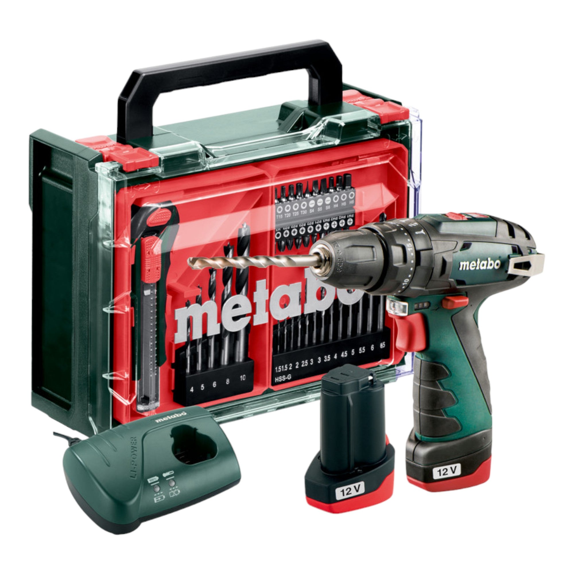 Metabo PowerMaxx SB Basic Set Akku Schlagbohrschrauber 12 V 34 Nm 600385710 2x Akku 2 0 Ah Ladegeraet 41 tlg Zubehoer Set Koffer 0 - toolbrothers