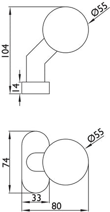 Framed door knob 2085 ( 3000267269 ) Material stainless steel 60 fixed-rotary