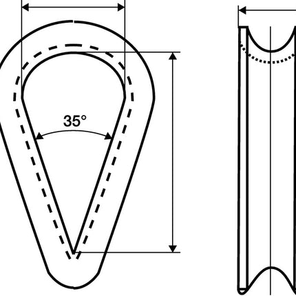 Guardacabos DIN 6899 Forma B ( 1000120172 ) 12 mm galvanizado con ranura profunda