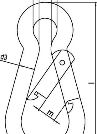 Mousqueton DIN 5299, forme C (1000120192) longueur 140 mm, épaisseur du fil 12 mm, galvanisé