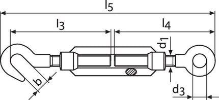 Turnbuckle DIN 1480 ( 1000120414 ) M14 Length 263 - 353 mm galvanised