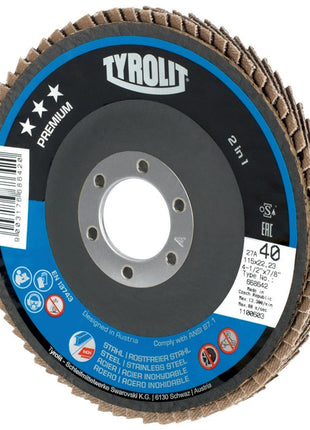 Tyrolit disque à lamelles PREMIUM ( 4000845930 ) Ø 125 mm grain 40 coudé