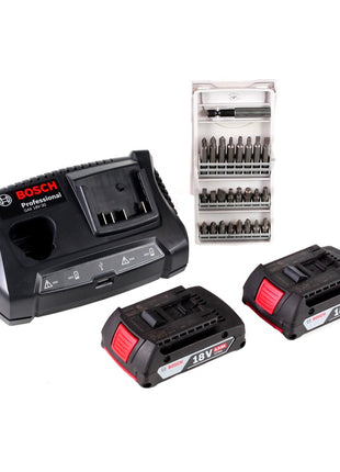 Bosch Professional GSR 18V-21 Akku Bohrschrauber 18V 55Nm ( 06019H1070 ) + 2x Akku 2,0Ah + Ladegerät + Bit-Set + Koffer - Toolbrothers