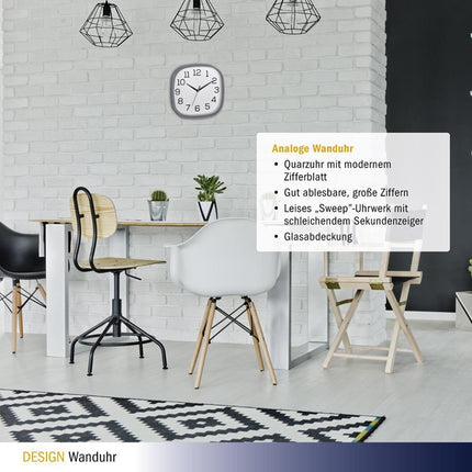 TFA Dostmann wall clock ( 9000486867 ) quartz clock plastic grey numbers, analogue