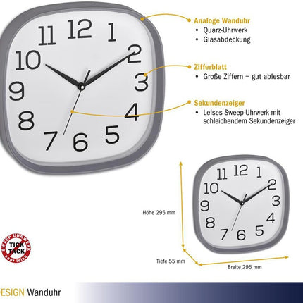 TFA Dostmann wall clock ( 9000486867 ) quartz clock plastic grey numbers, analogue