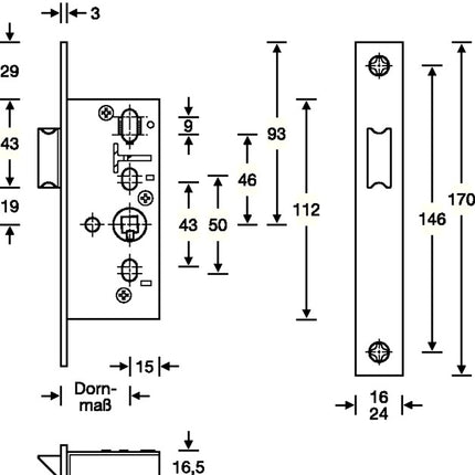 SSF Tubular frame latch mortise lock ( 3324024258 ) 24/ 35 mm DIN left / right