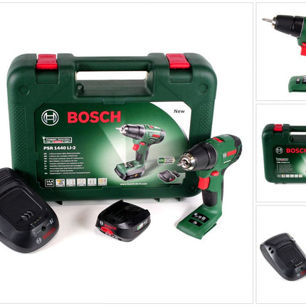 Bosch PSR 1440 Li-2 Akku Bohrschrauber Zwei-Stufen-Technologie im Transportkoffer + 1x 1,5 Ah Akku + Ladegerät ( 06039A3020 ) - Toolbrothers