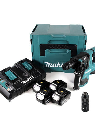 Makita DHR 281 PG4J Brushless Akku Bohrhammer 28 mm 2x 18 V fuer SDS PLUS mit Schnellwechselfutter im Makpac 4x 6 0 Ah Akku Doppelladegeraet 1 - toolbrothers