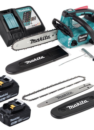 Makita DUC 254 RT Akku Kettensäge 18 V 25 cm Brushless + 2x Akku 5,0Ah + Ladegerät + Carving Zubehör-Set - Toolbrothers