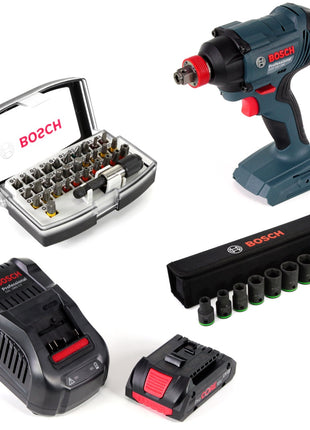 Bosch GDX 18 V-180 Li-Ion Akku Drehschlagschrauber + 1 x 4,0 Ah ProCore Akku + Ladegerät + Steckschlüsselsatz + 32-tlg. Bit-Set - Toolbrothers